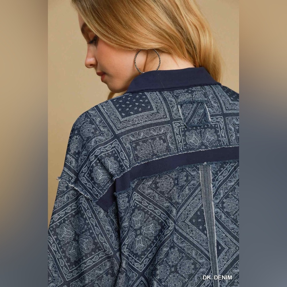 Umgee Paisley Print Denim Shirt Jacket - Picture 5 of 7
